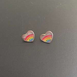 Heart Shaped 80’s Rainbow Enamel Earrings